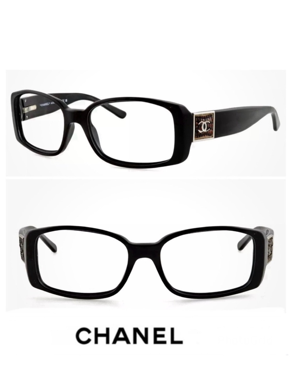 CHANEL 5115-Q c.501/87 Rectangle Curved Lens Black CC Frame Prescription Glasses